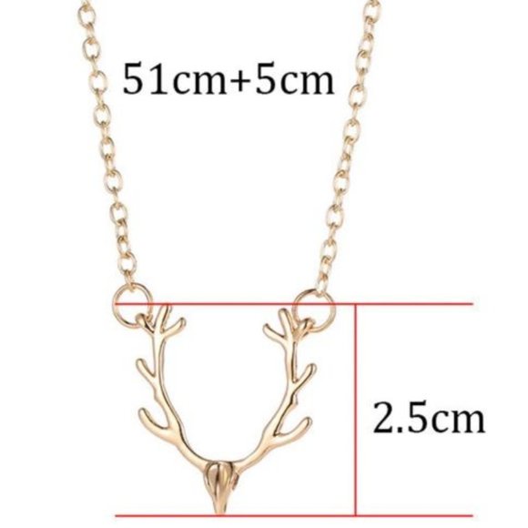 Elk Deer Antlers Necklace (Gold) - Picture 7 of 7